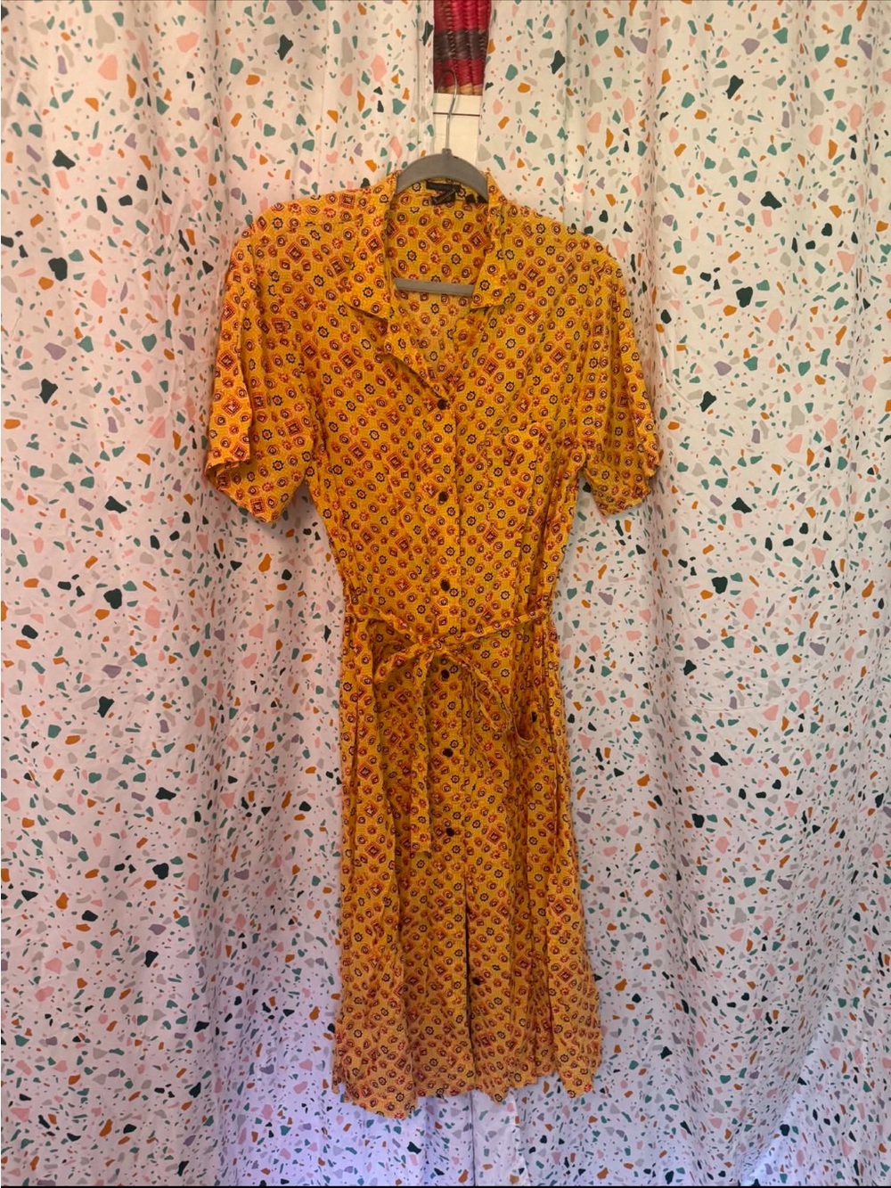 Superdry & Co Vintage-Inspired Mustard 1950s Style Button-Down Shirt Dress